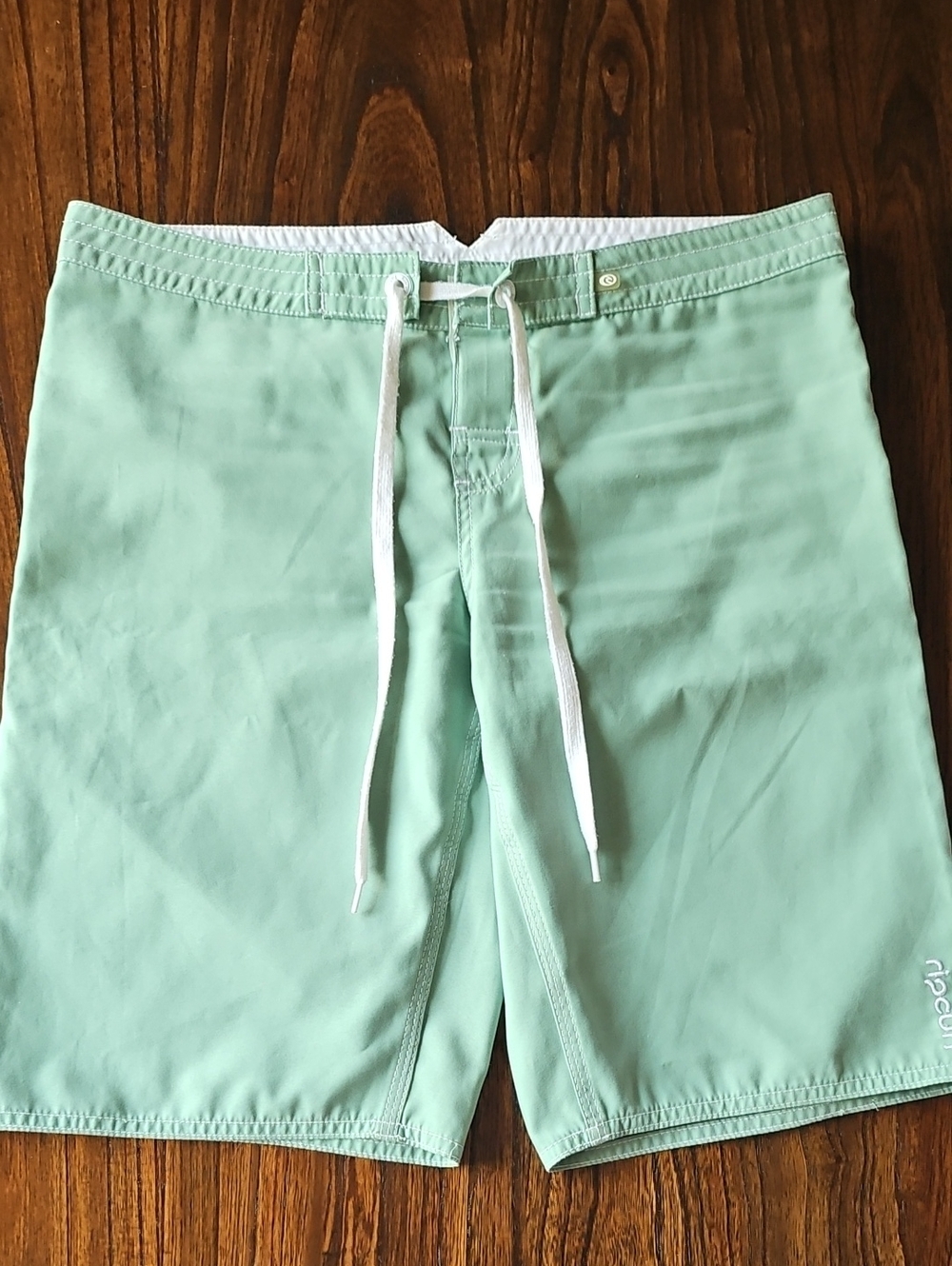 Women Juniors's Vintage Mint Green Ripcurl Boardshorts with White Drawstring